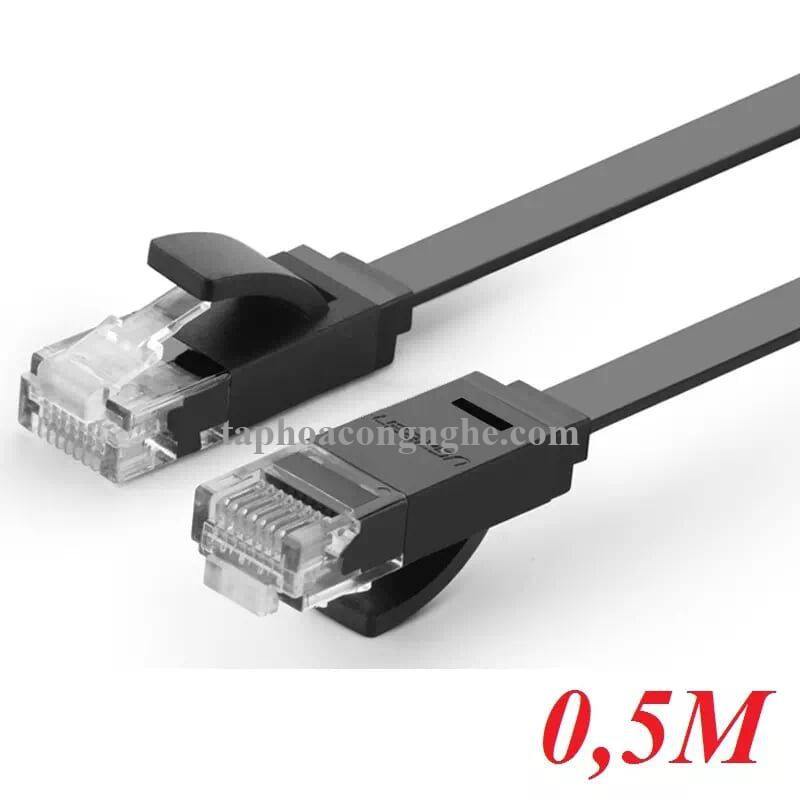 Ugreen 11234 0.5M màu Đen Cáp mạng LAN CAT6 UPT cáp dẹp NW104 30011234